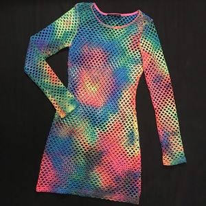 Tie dye fishnet dress